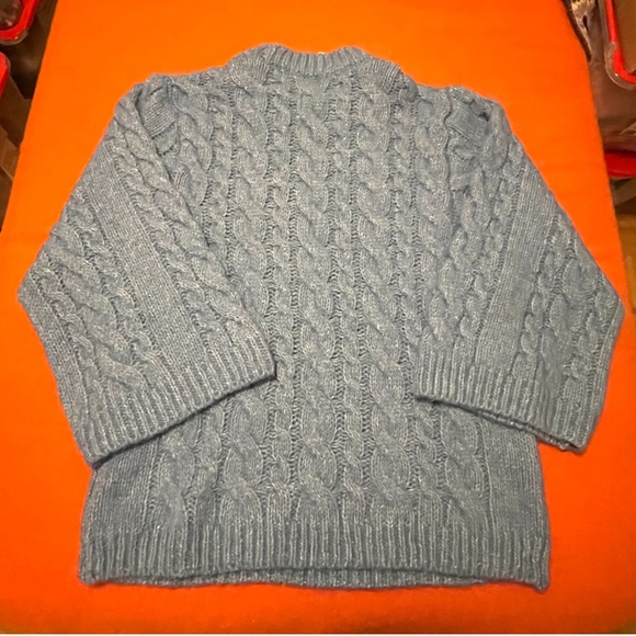 H&M blue oversized long alpaca wool blend cable-knit chunky sweater tunic NWT - Picture 11 of 11